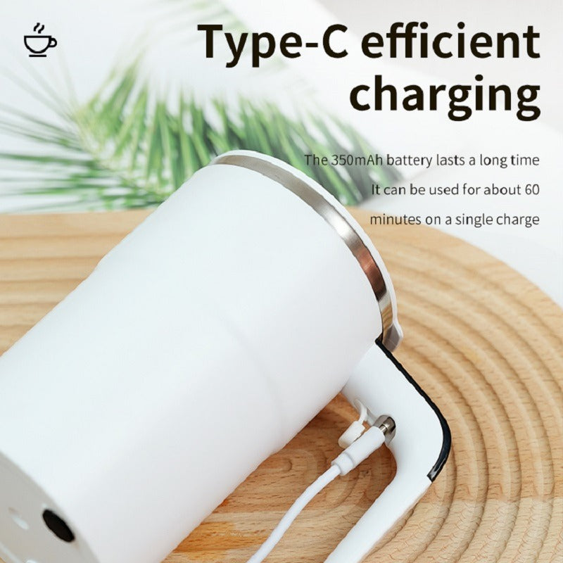 Automatic Coffee Stirring Cup, Stainless Steel Self-Stirring Coffee Cup with Lid, Auto Stir & Heating Feature, LED Intelligent Display Temperature